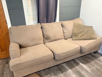 Beige Fabric 3-Seat Sofa