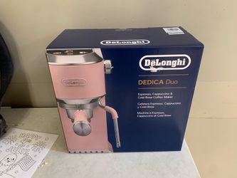 NEW - DeLonghi Dedica Duo Espresso and Cold Brew Machine with Milk Frother - Pink