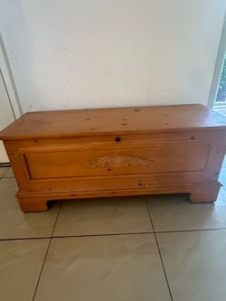 Wooden Cedar lift top storage chest