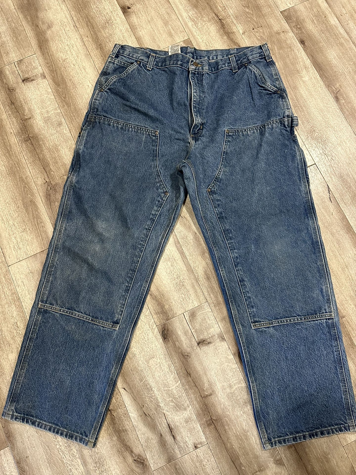Carhartt Jeans B73DST Men's 42x32 Double Knee Original Fit Denim Blue ...