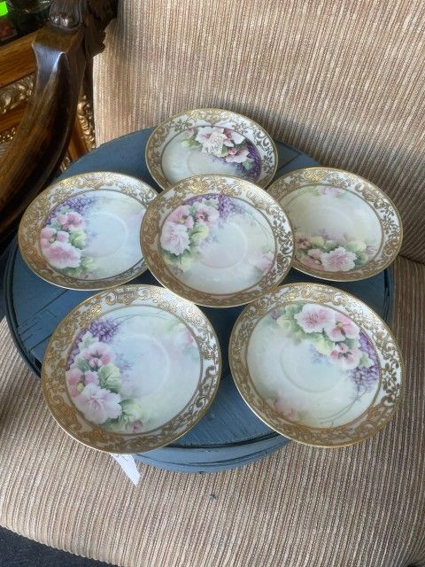Antique Gilded Floral Plates $5 Each