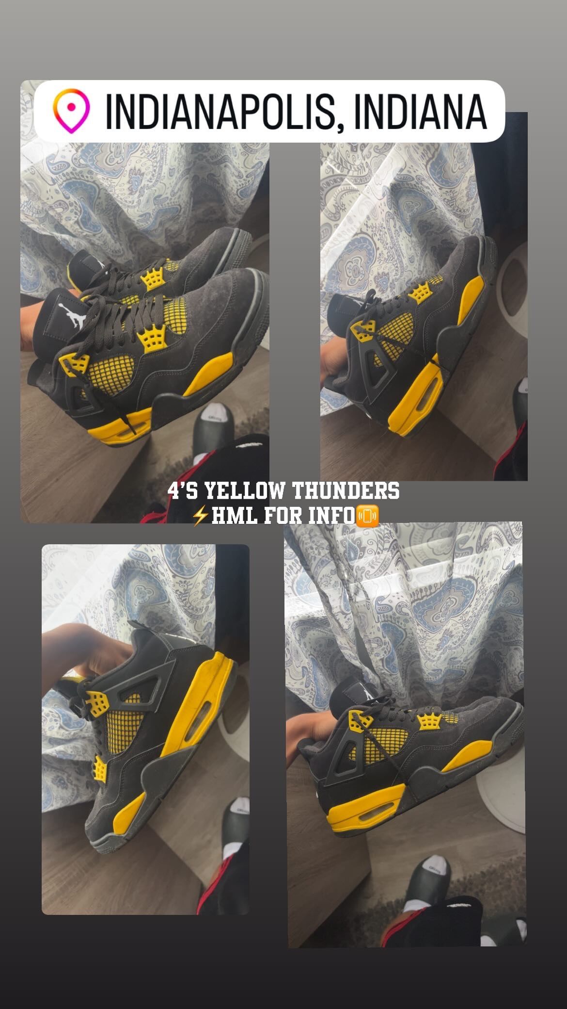 Yellow lighting jordan 4’s