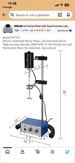 MTTXY Electric Overhead Stirrer Lab Mixer – Open Box / Incomplete