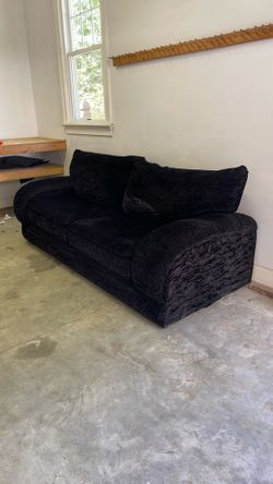Large black Velour Sofa