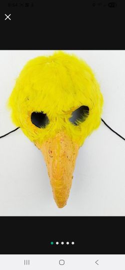Yellow Feather Bird Mask Handmade  Adult Fit