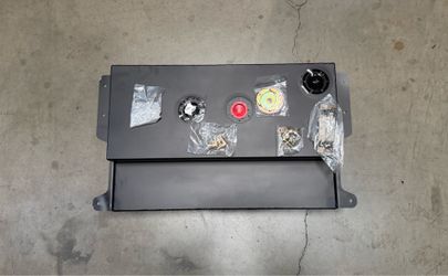 1955 - 59 Chevy truck bed fill fuel tank 20 gallons black powder coat aluminum construction EFI or carb 3100 gas tank