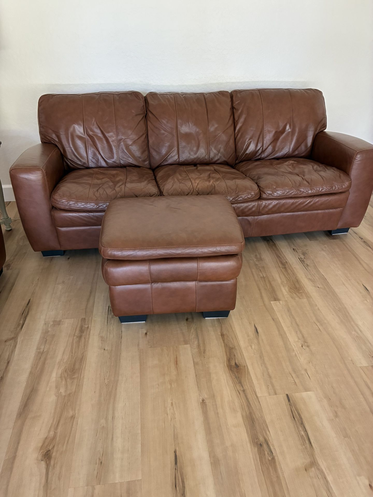 Leather Sofa, Loveseat, Ottoman
