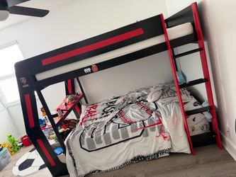 Full Over Full Bunk Bed – Black & Red