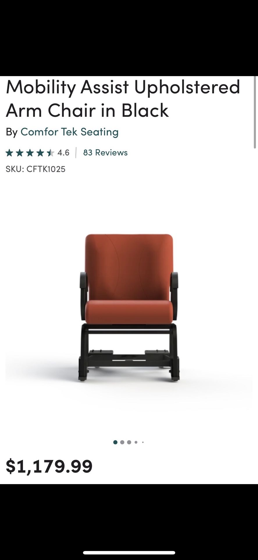 Mobility Assist Upholstery Armchair In Black/Brown Great For Elderly Or Mobility Asstance Be
