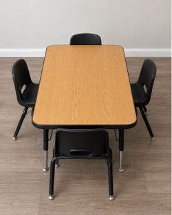 Smallest Commercial Preschool Classroom Table + 4 Child Chairs