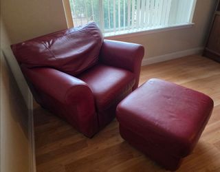 Italian Leather Accent Chair & Ottoman Set - $350 OBO
