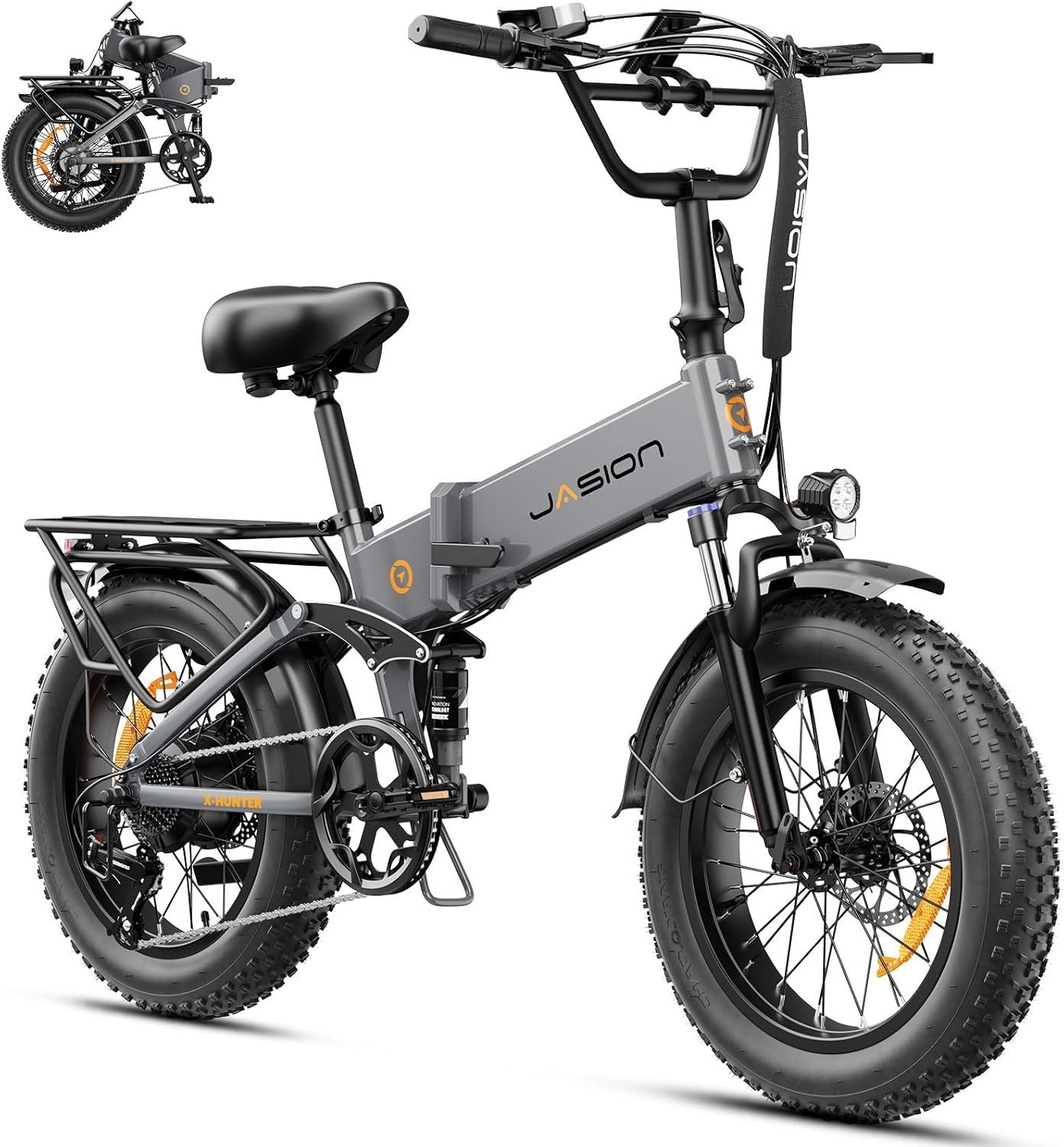 1400W Peak Motor Max 35MPH , Full Suspension ,20''*4.0 Fat Tire Foldable Ebike 7-Speed Bicycles