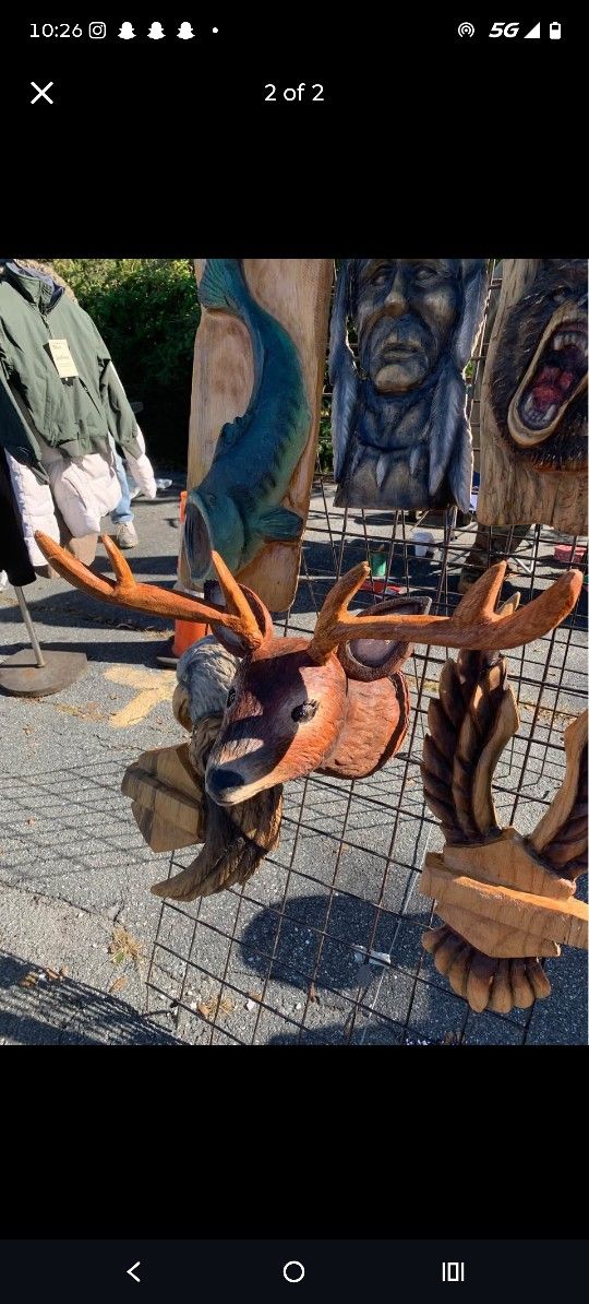 Hanging Deer Head Carving