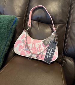 Von Dutch Originals Pink Cow Print Shoulder Bag