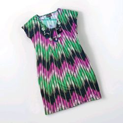 NWT Dana Buchman, Sz S, Shor​NWT Dana Buchman Dress Small S - Multicolor Green Purple Ikat Sheath Party New