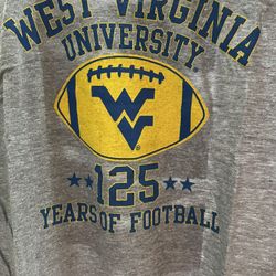 West VA University 125 Years Of Football Tee. NWT