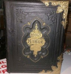 1800s Vintage Holy Bible OL/NT Rare Brass Corners Leather Gilt Gustave Dore