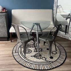 Glass Bistro Table With 2 Chairs 