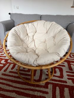 Round Authentic Rattan Chair with Cushion