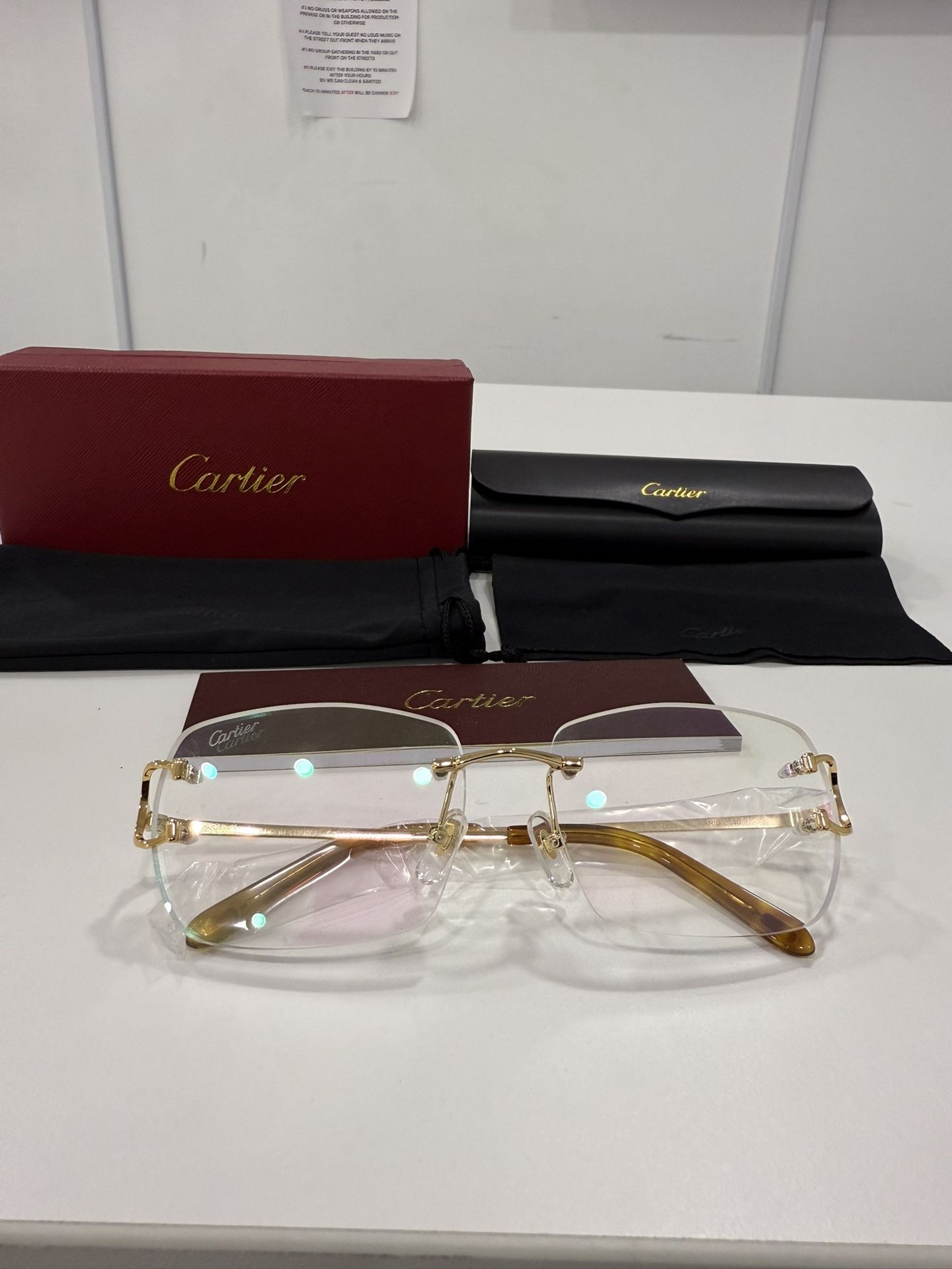 Cartier Glasses, Clear Lense, Gold Frame
