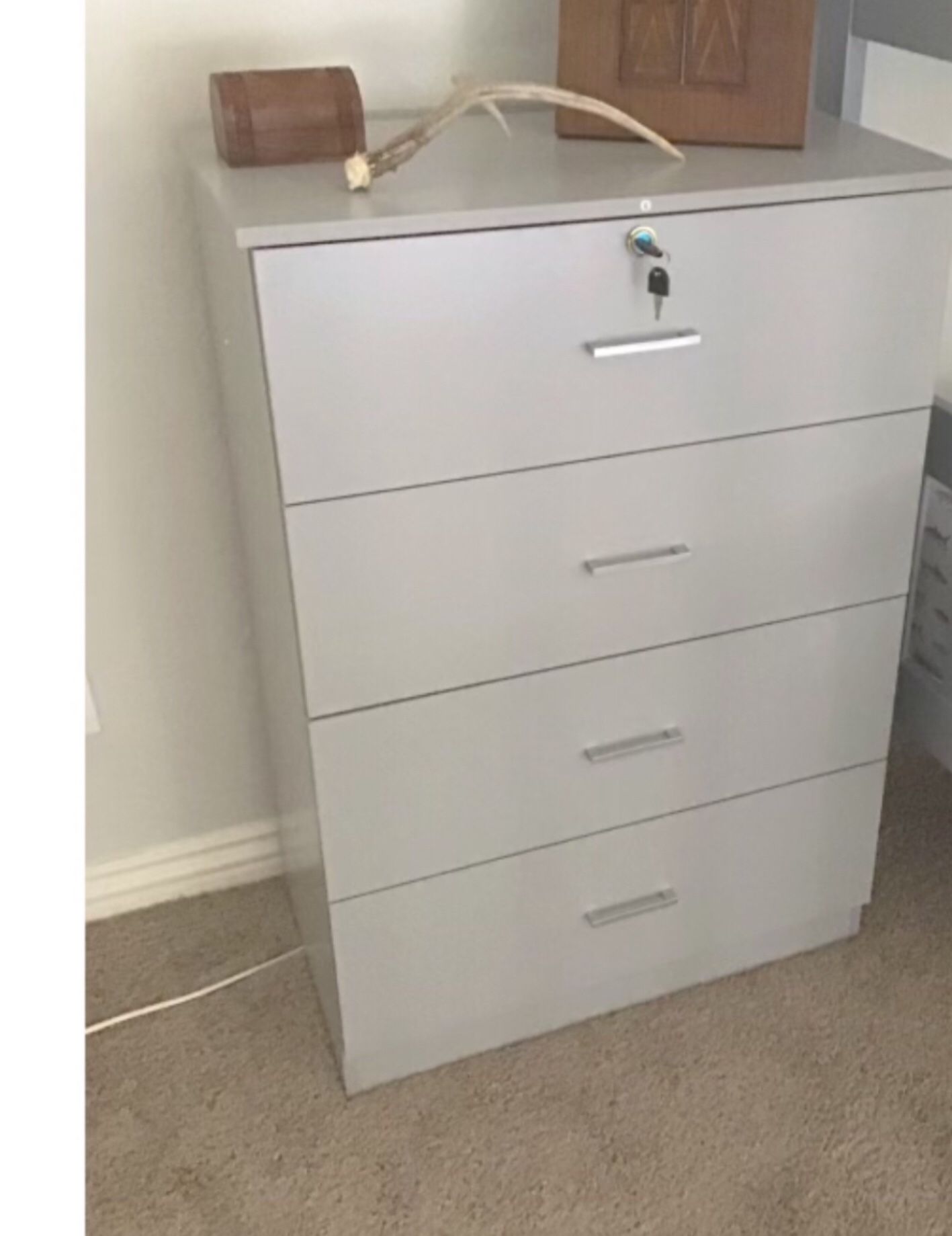 Dresser, Tall Chest, Storage Unit, White or Gray W Lock Dresser, Tall Chest, Storage Unit, White or Gray W Lock