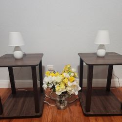 2 Bed Side Tables And 2 Lamps