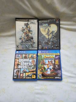 Ps2 Video Games KingdomHearts I-II Both Discs Have Some Scratches But Playable $15 Each, Ps4 GTA V $10,Crash Bandicoot N-Sane Trilogy $20 Clean Discs
