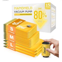 Brand New Vacuum Storage Bags Set with Electric Pump (15 Bags)