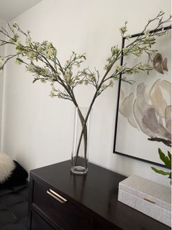 Long branches in clear vase