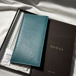 Gucci Long Wallet Green Bifold with Box