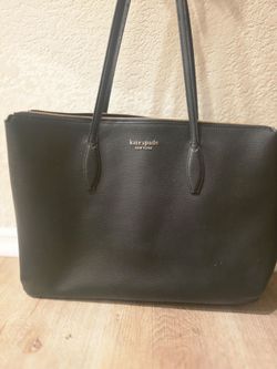 Kate Spade Ella Large Tote Black Pebbled Leather Zip Top Shoulder Bag K4688