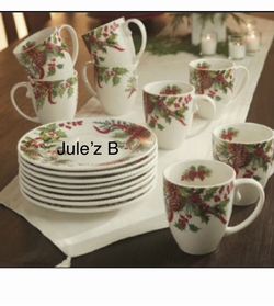 Princess House Juego De 8 Platos Y 8 Tazas Navideñas Nuevas En Sus Cajas