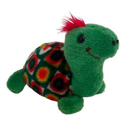 Turtle Plush Stuffed Animal Toy Color Block Shell Red Hair MCM Look California