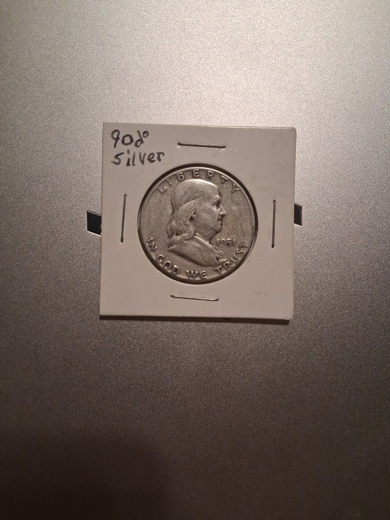 1951-S Ben Franklin Half Dollar, 90% SILVER, VERY FINE CONDITION