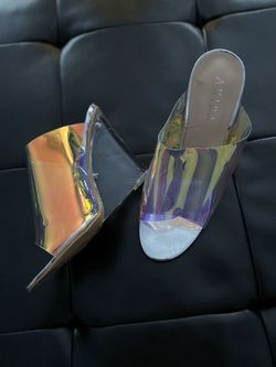 Transparent clear wedge heels sz9