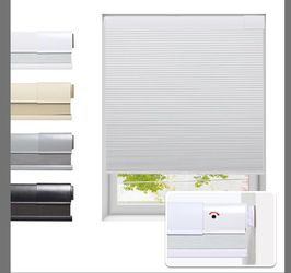 Tonature No Drill Cellular Shades For Indoor Windows, Thermal Insulating & Noise Reducing Honeycomb Blinds, Free Stop Cordless Blackout Shades, Grey,7