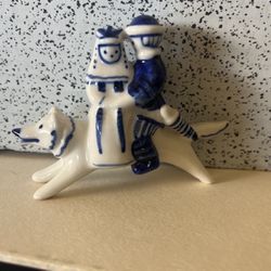 Russian Ceramic Couple On Wolf 