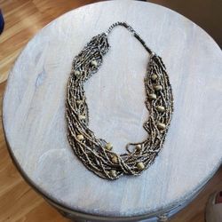 Silver Beaded Statement Necklace