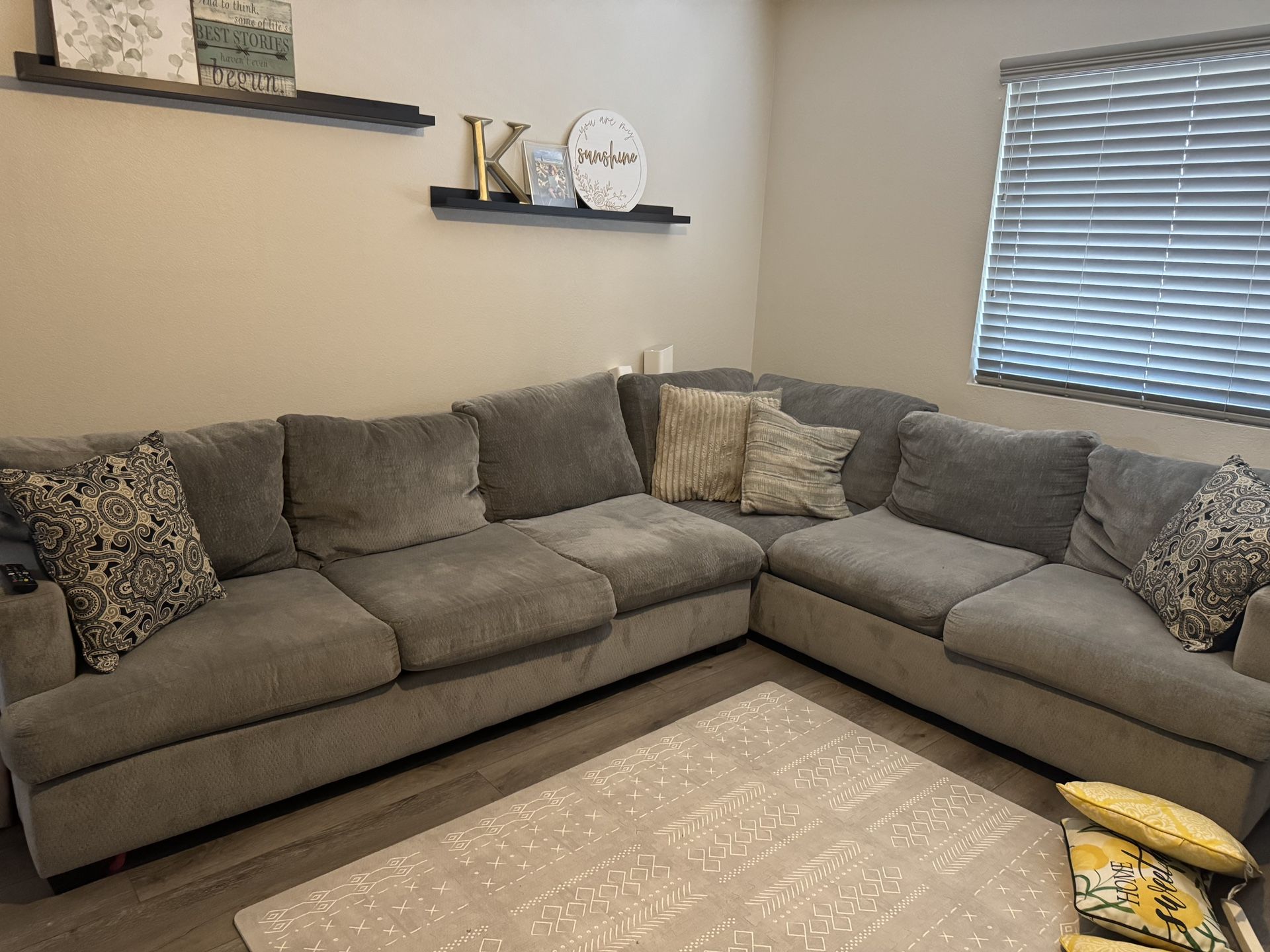 Large gray sectional couch