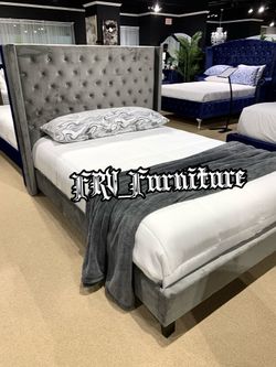 New queen bed frame with mattress
