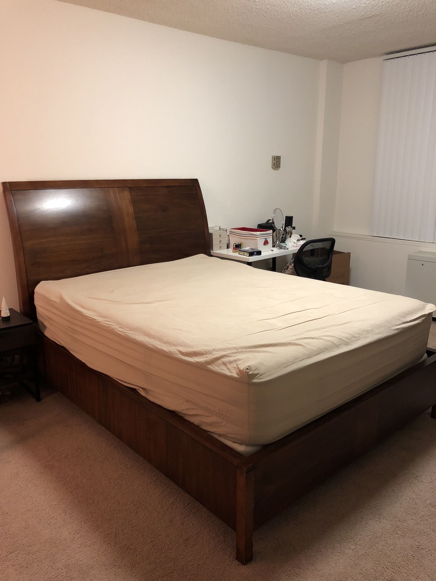 Queen bed frame and box spring (mattress not included)