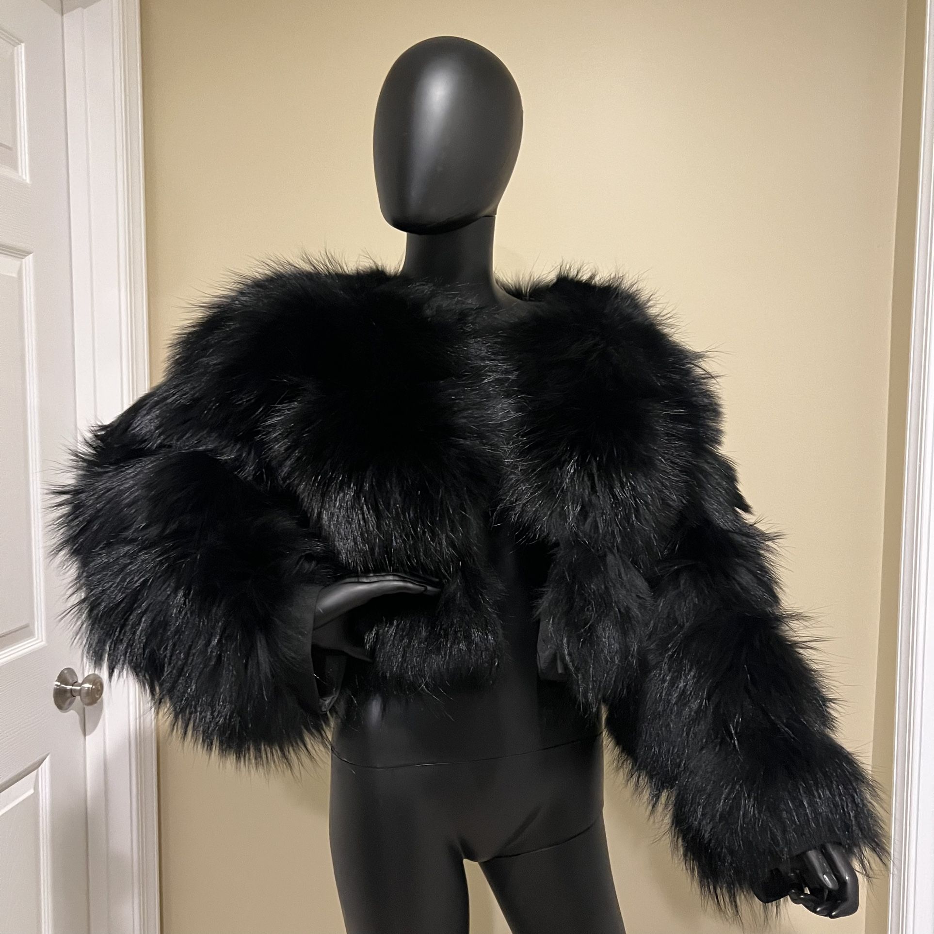 Genuine Raccoon Fur Coat Long Sleeve lined Trench Jacket Parka Puffer bomber fur