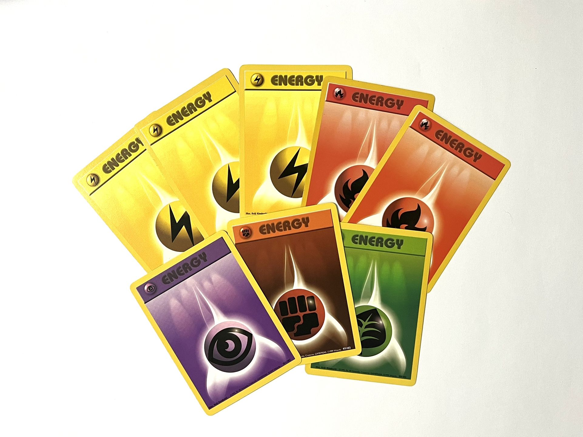 Set of 8 Base Set Unlimited Enerygy Pokemon Cards LP Vintage