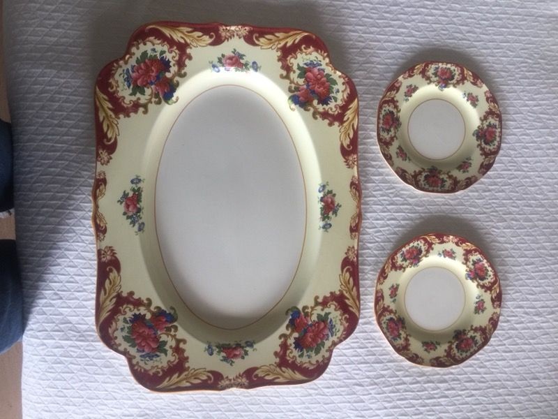 Vintage Crown Ducal Platter and 2 B/B Plates