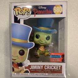 Jiminy Cricket Funko Pop *MINT* 2020 NYCC Exclusive Pinocchio Disney 980 with protector