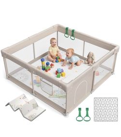 47x47inch Zeebaba baby playpen with mat, play yard with gate (112)