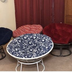 New, 4 (Pier One), Large Rattan Papasanhh Chairs with Cushion