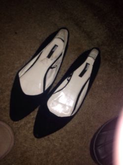 Black suede flats size 8