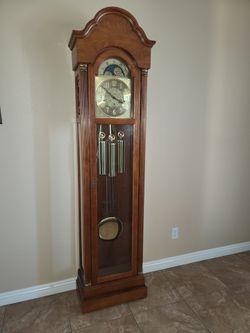 Traditional wooden grandfather clock