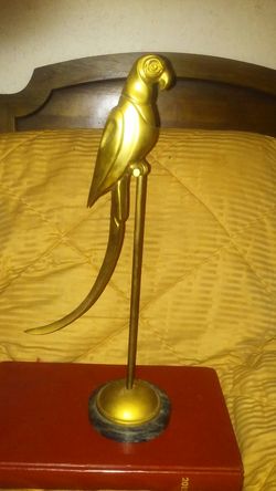 Brass parrot on pole
